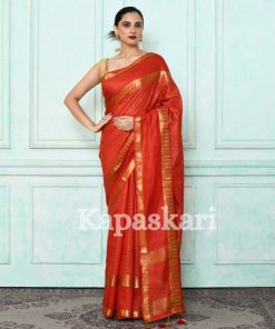 Handwoven cotton silk saree.