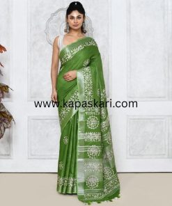 Handwoven Cotton Linen Saree .